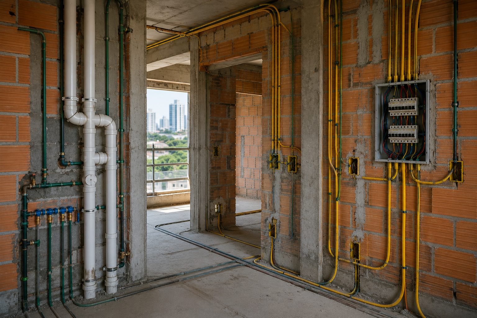 Execução de Obras Civis — Instalações hidráulicas e elétricas