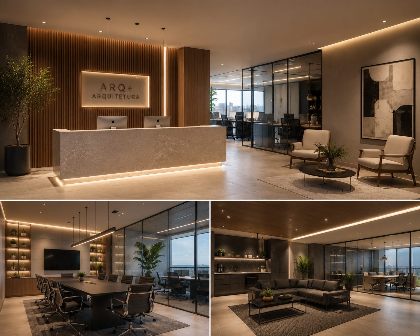 Projetos Residenciais e Corporativos — Interiores comerciais